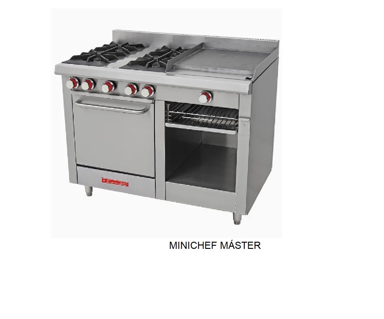 Estufa de gas de acero inoxidable Torrey con horno y 4 quemadores- EST-4QH